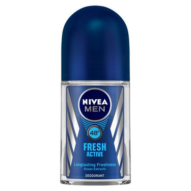 Nivea Men Shower Gel, Active Clean Body Wash, Men, 250ml & Men Deodorant Roll-On, Fresh Active Original, 50ml